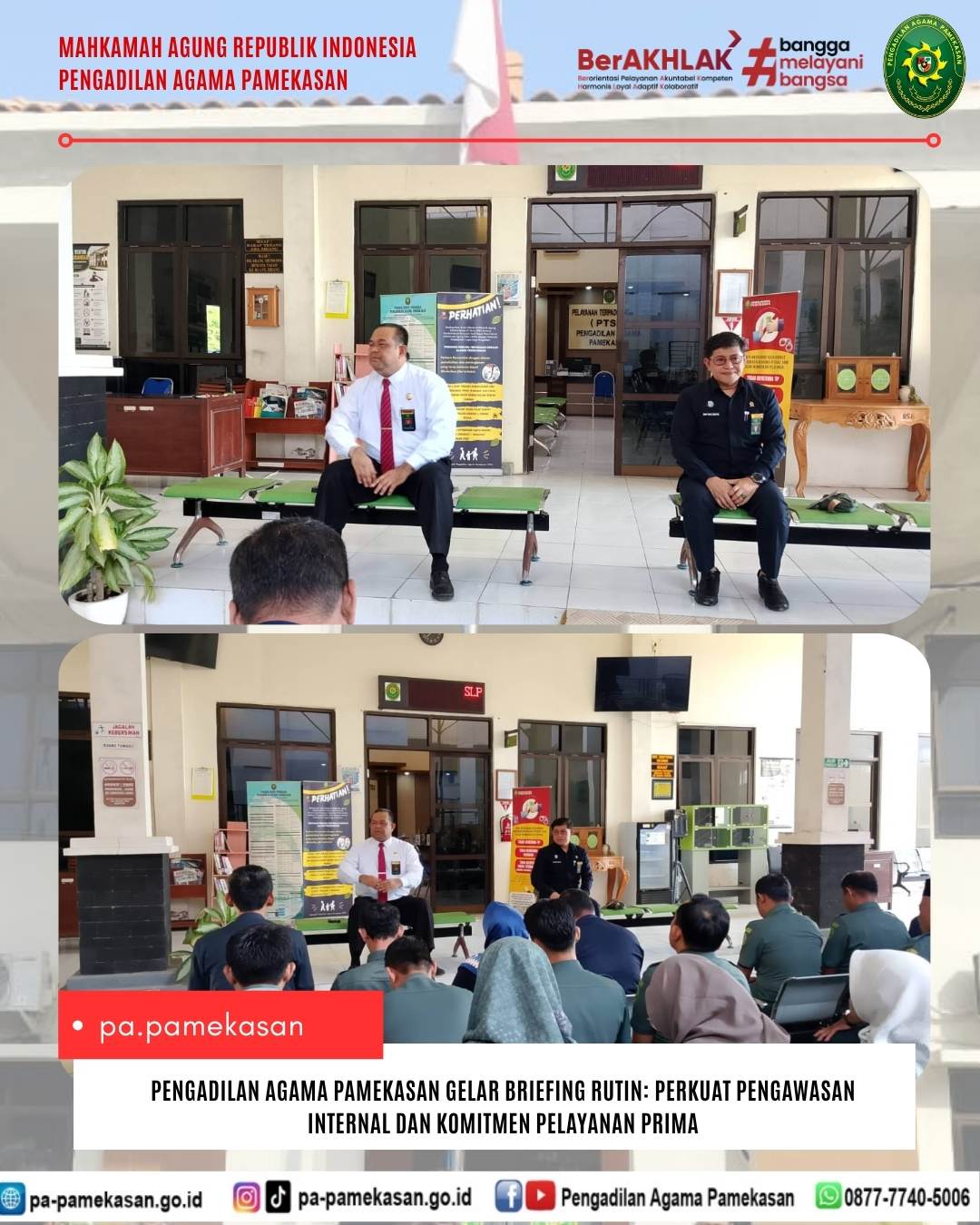 Pengadilan Agama Pamekasan Gelar Briefing Rutin: Perkuat Pengawasan Internal dan Komitmen Pelayanan Prima